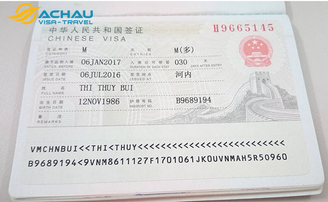 thủ tục xin visa Trung Quốc 2
