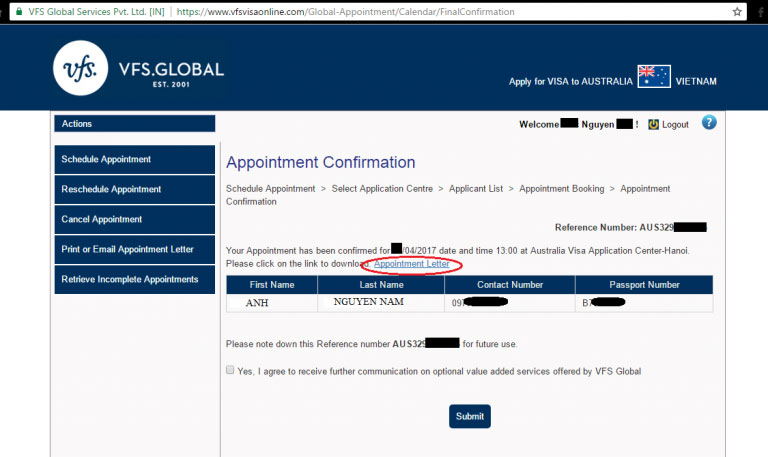 Hướng dẫn cách đặt lịch hẹn online nộp hồ sơ xin visa Úc 5