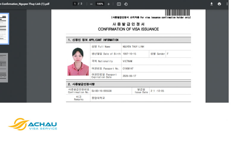 Visa Hàn Quốc không hiển thị trên visa.go.kr có phải visa giả không? 2
