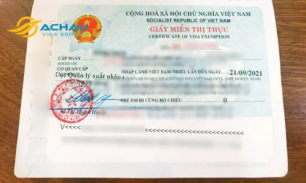 Thủ tục xin giấy miễn thị thực 5 năm cho người Trung Quốc